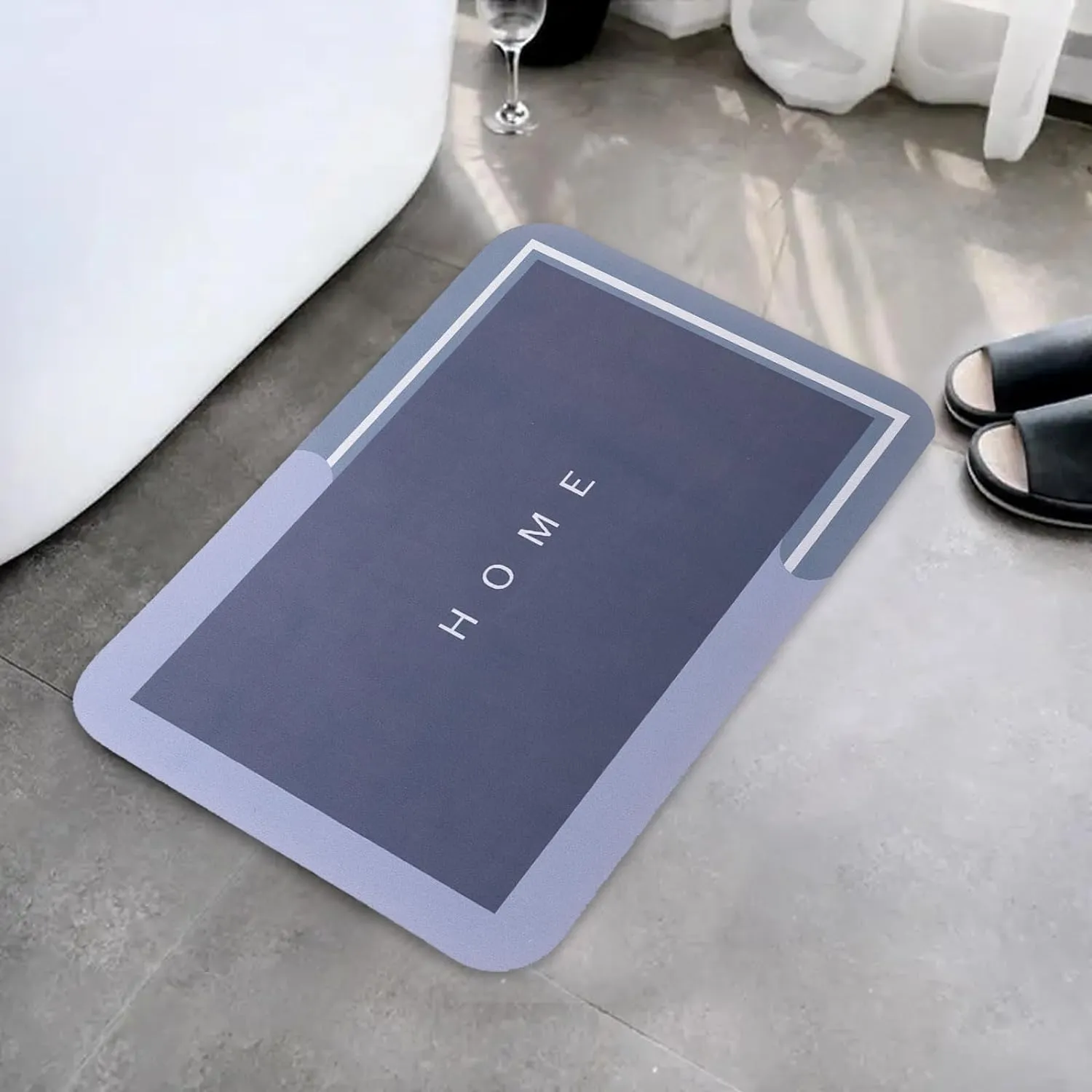 Kuber Industries Bath Mat | PVC Bathroom Mat | Shower Bath Mat | Floor Tub Mat | Diatom Mud Mat | Anti-Skid Shower Bathroom Mat | CF-220806 | Light Gray