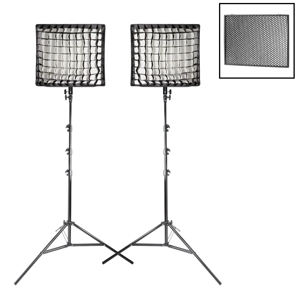LD75R RGB LED Panel Light Photo Video Twin Kit