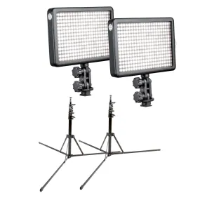 LED308 On Camera LED Light Twin Kit with 2 Portable Stands - CLEARANCE
