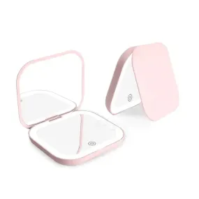 light up pink, white compact mirror