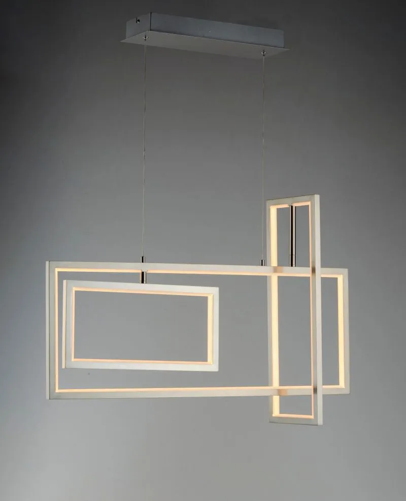 Link 15.5" 3 Light Linear Pendant in Satin Nickel