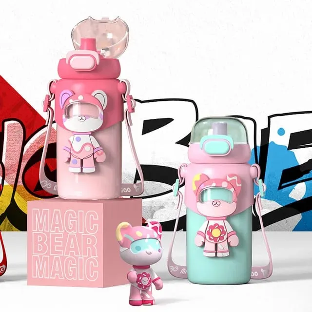 Magic Bear Stainless Steel Water Bottle for Kids - Leakproof & BPA-Free