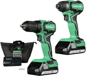 Metabo HPT (KC18DDX) Cordless 18V Drill and Impact Driver Combo Kit | Sub-Compact | Brushless Motor | Lithium-Ion Batteries (Used, Like New)