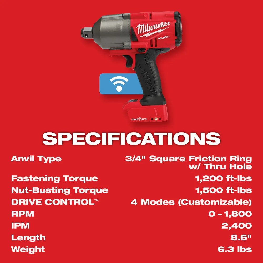 Milwaukee 2864-22R M18 FUEL w/ ONE-KEY High Torque Impact Wrench 3/4" Friction Ring Kit