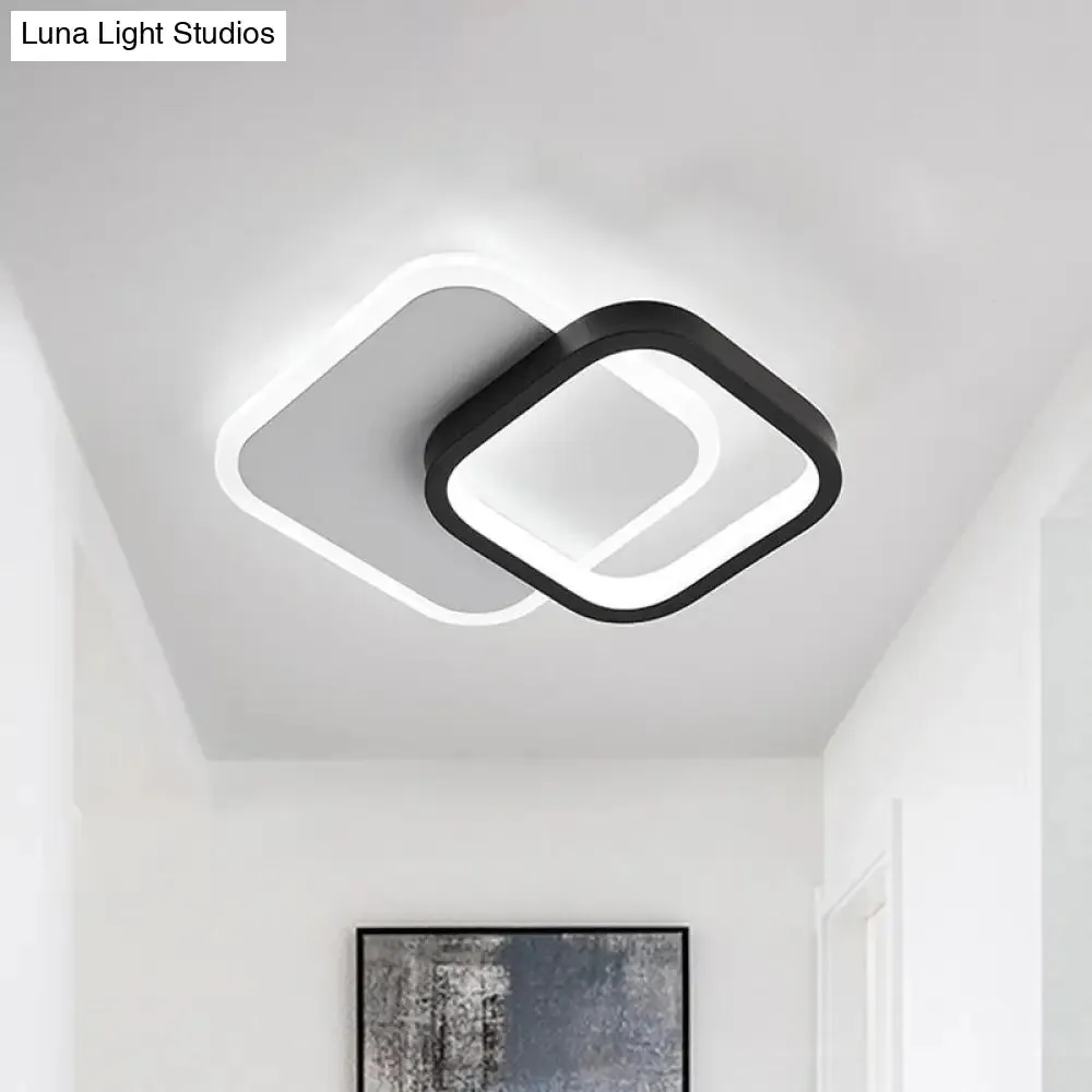 Modern Black-White Small Ceiling Lamp with LED Flush Mounts for Corridor