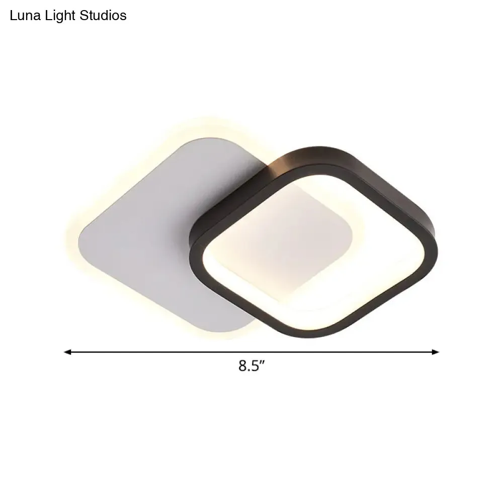 Modern Black-White Small Ceiling Lamp with LED Flush Mounts for Corridor