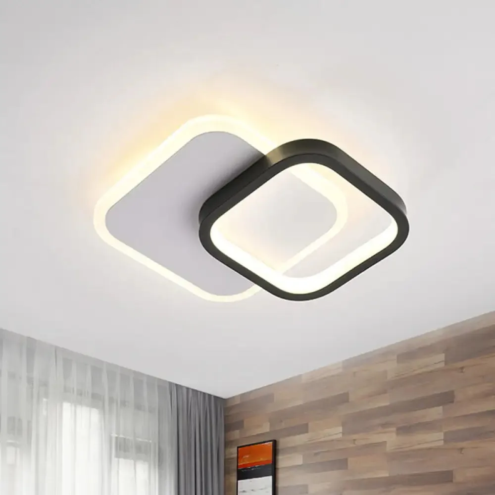 Modern Black-White Small Ceiling Lamp with LED Flush Mounts for Corridor