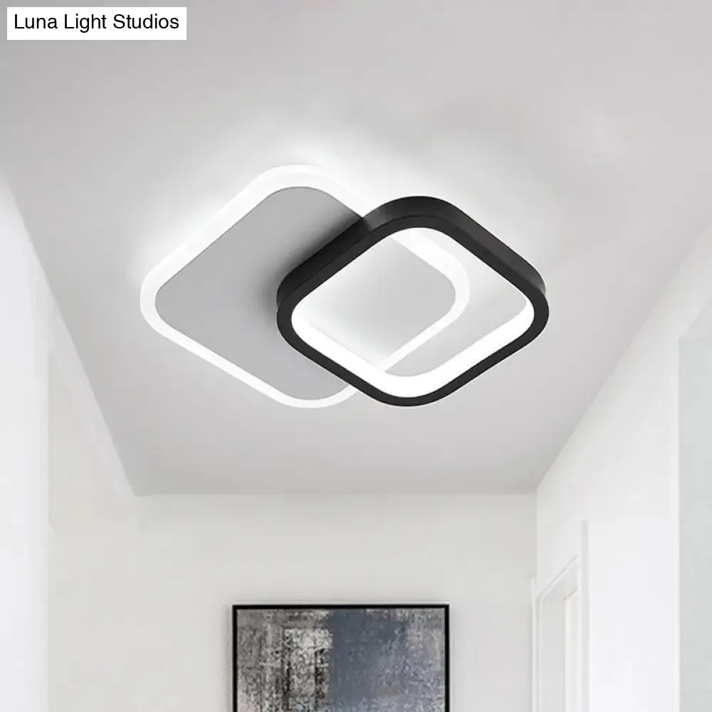 Modern Black-White Small Ceiling Lamp with LED Flush Mounts for Corridor