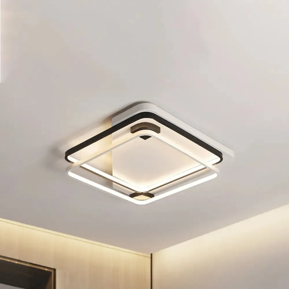 Modern LED Black/White Acrylic Rectangular Ceiling Light - 18"/22"/27.5" Wide - Warm/White Light - Flushmount