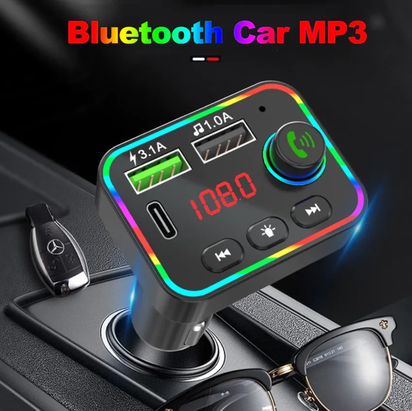 Multicolored LED Lights Fm Band Car Transmitter 12V