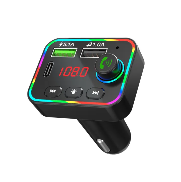 Multicolored LED Lights Fm Band Car Transmitter 12V