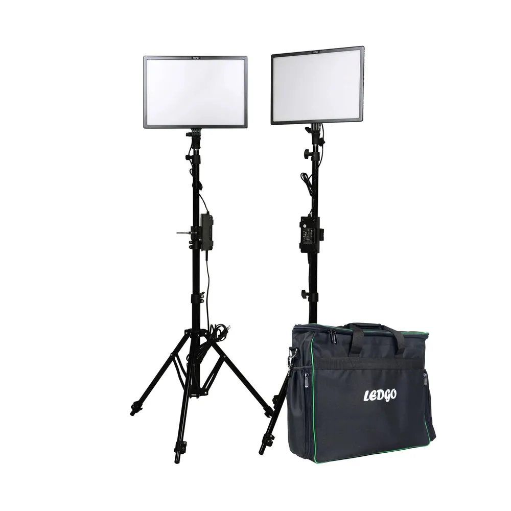 Nanlite LEDGO LUXPAD E268C twin LED light kit with batteries, stands and grids