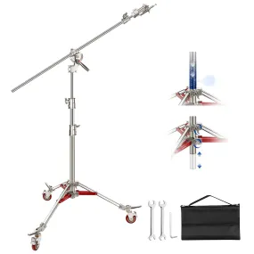 NEEWER 4.4m / 14.4ft Stainless Steel Air Cushioned Wheeled C Stand
