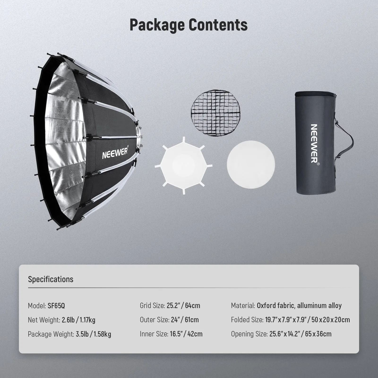 NEEWER 55CM/65CM/85CM/120CM Parabolic Softbox