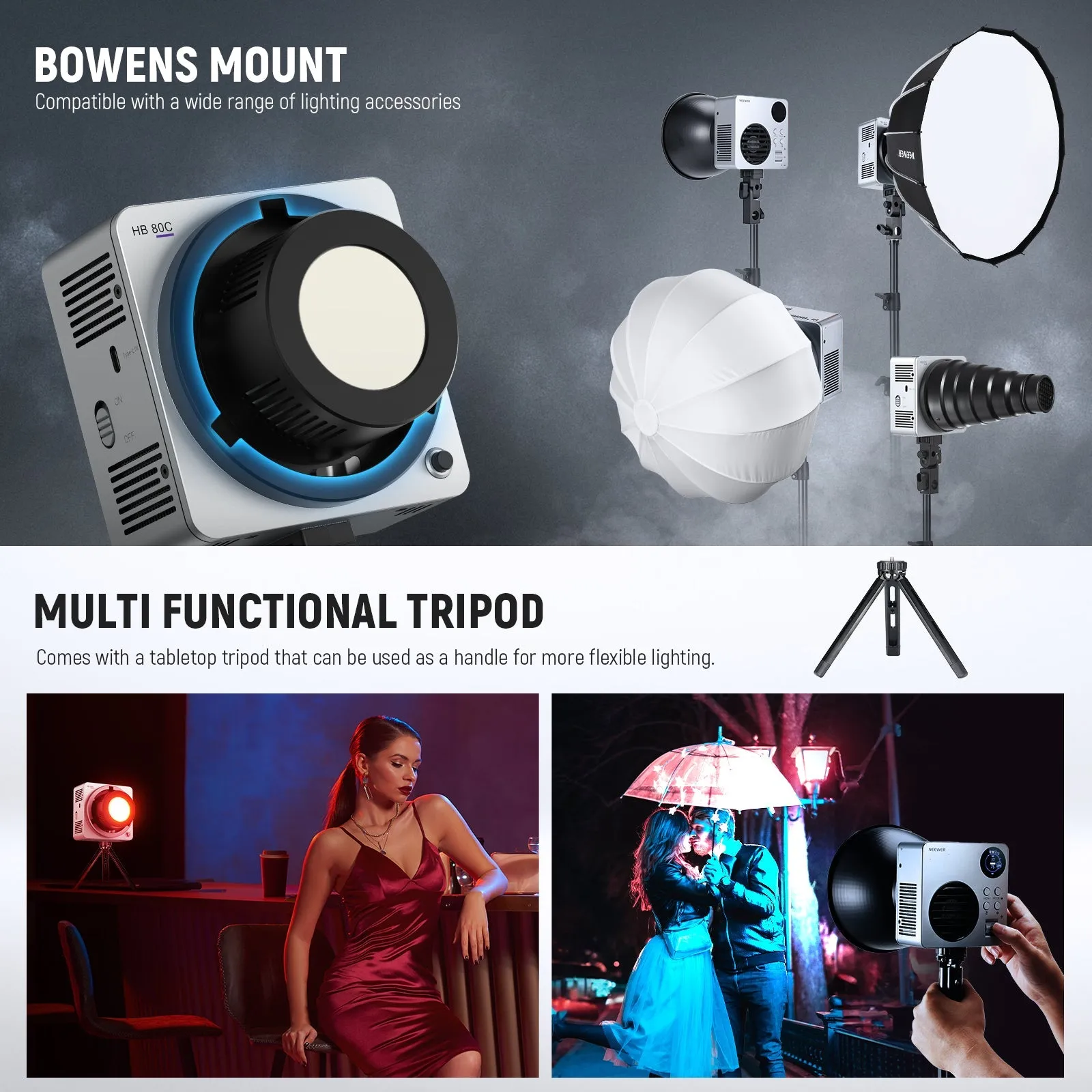NEEWER HB80C 80W RGBWW Mini COB LED Video Light