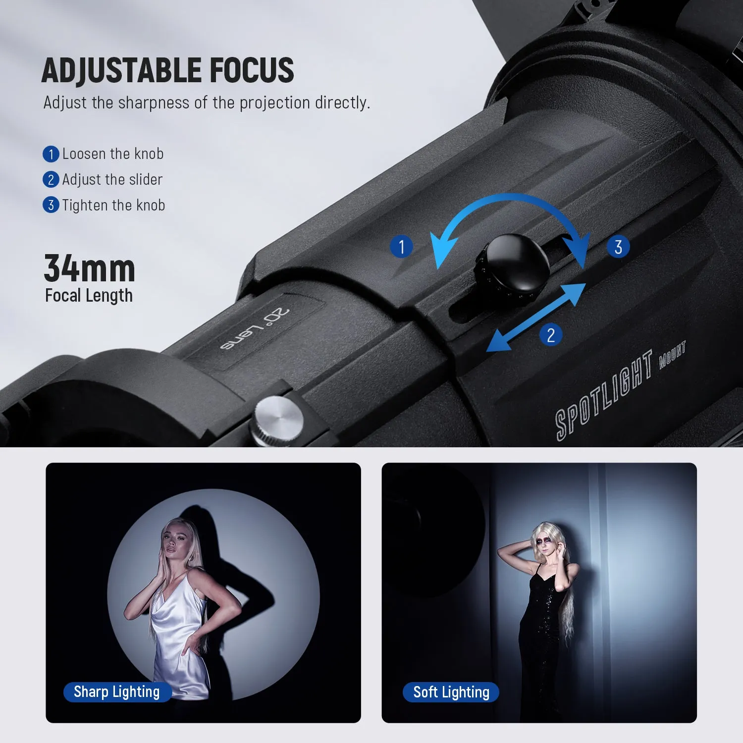 NEEWER LS-39 20° Bowen Mounts Spotlight Snoot