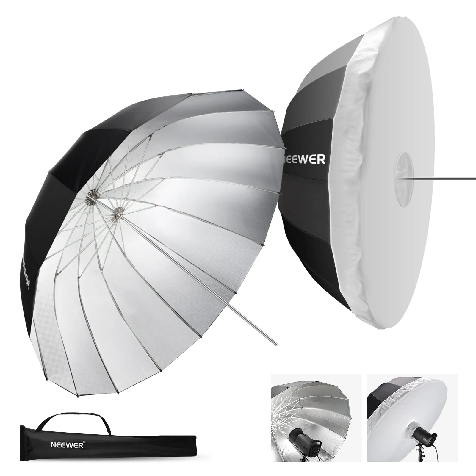 NEEWER NS1U Black/White Parabolic Reflective Umbrella with Diffuser