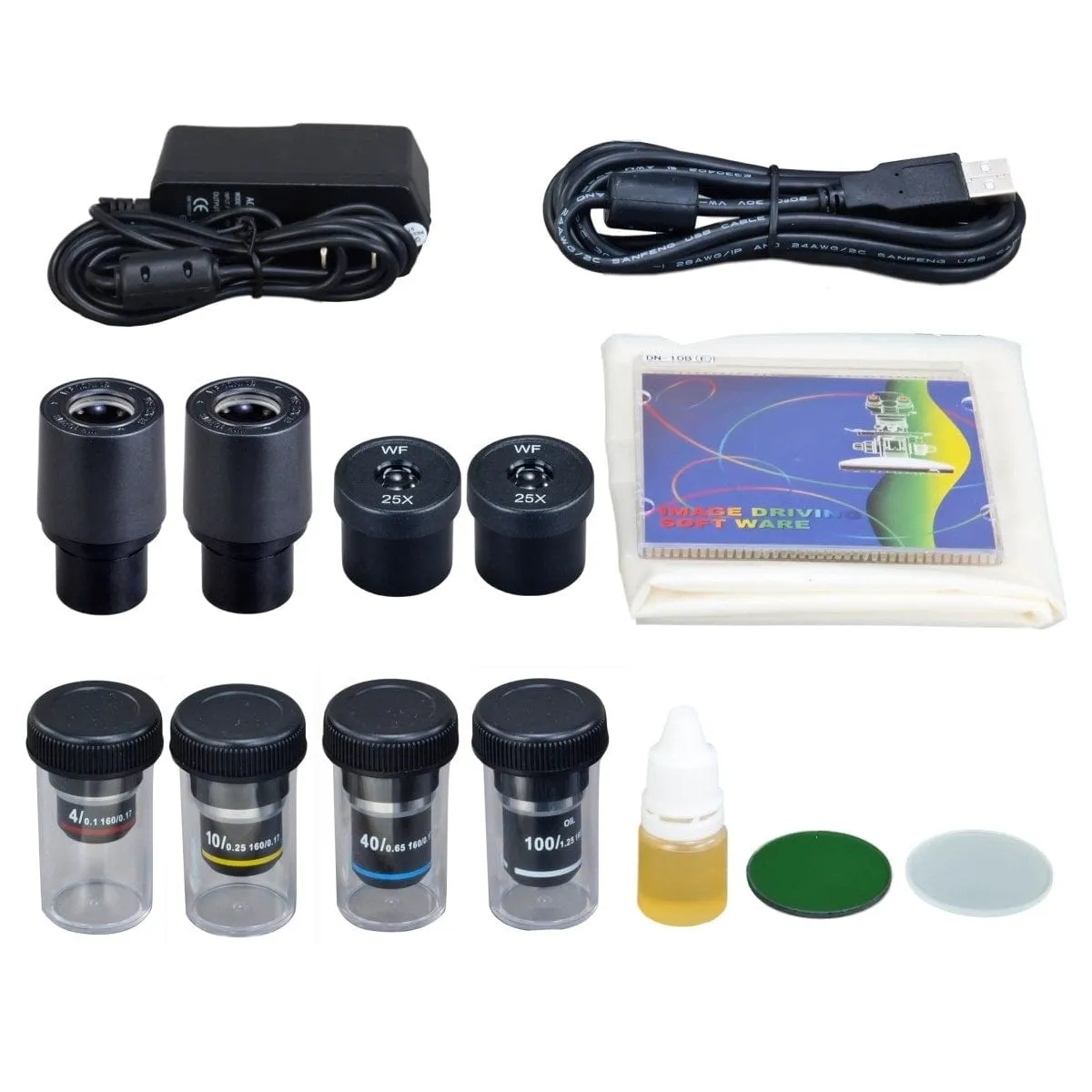Omax MD82EZ Series Digital Integrated Compound Microscope 40X-2500X Magnification with 1.3MP Integrated Camera LED Illumination