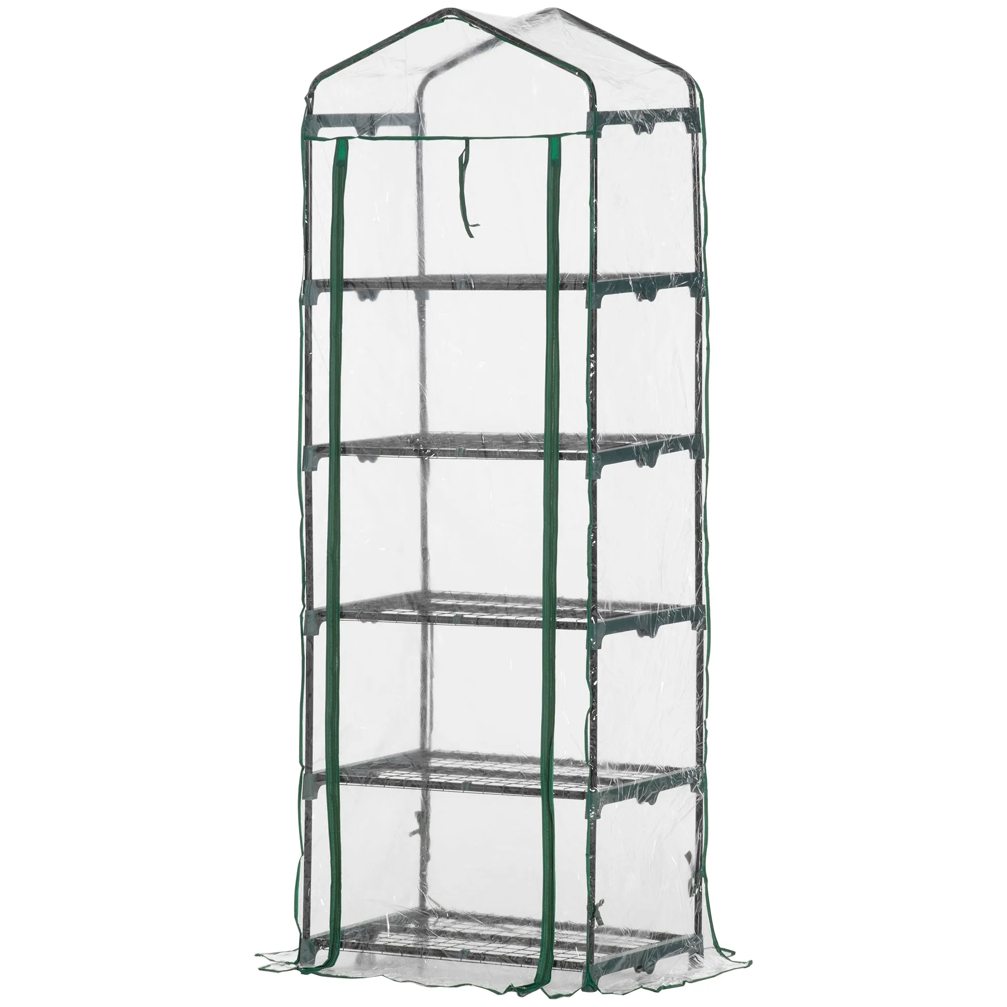Outsunny Mini Greenhouse Outdoor Flower Stand PVC Cover Portable 69 x 49 x 193cm