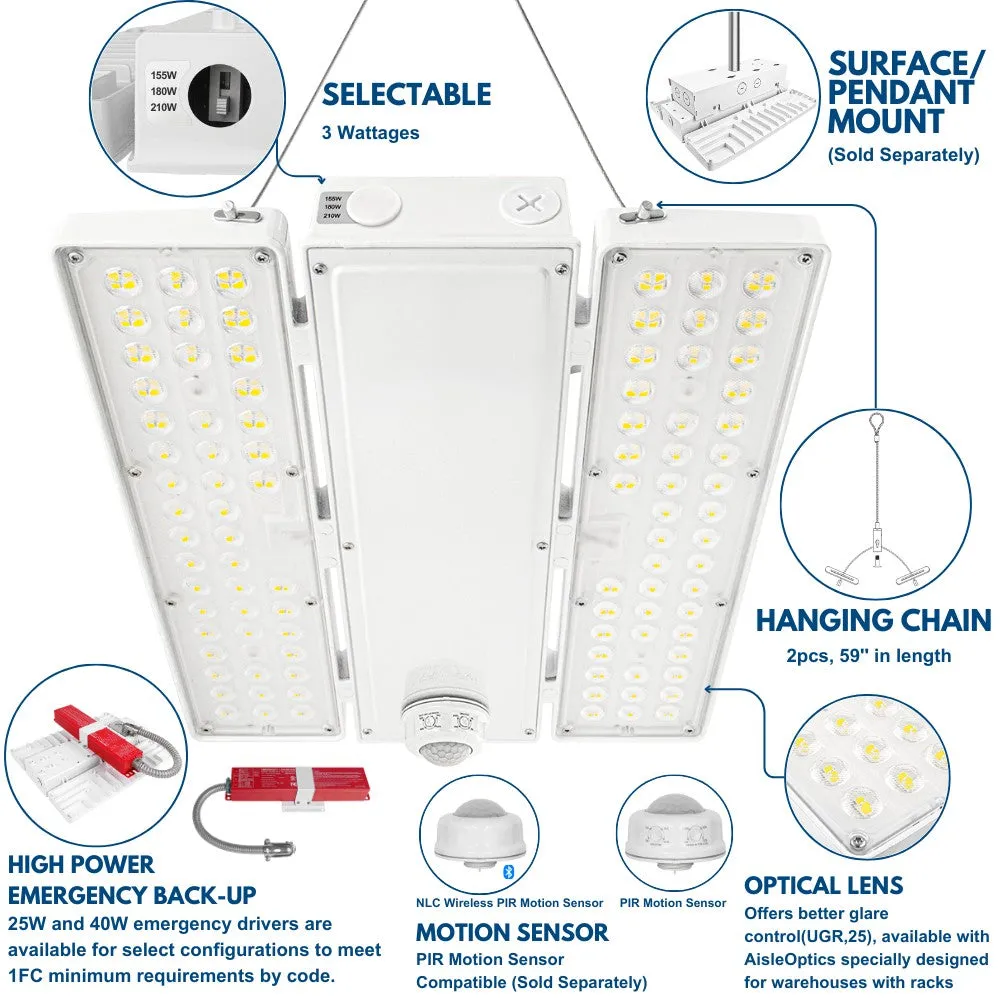 PAVO III LED High Bay Light - 210W/180W/155W Selectable - 31,290 Lumens - 120-277V - 5000K - 600W Equal