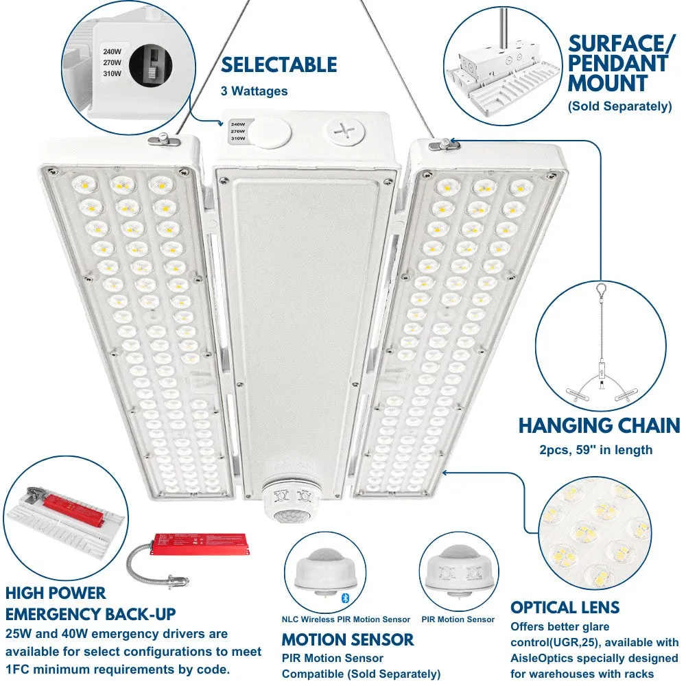 PAVO IV LED High Bay Light - 310W/270W/240W -5000K/4000K - up to 46,000 lumens - 120-277V - 1000W Metal Halide Equal
