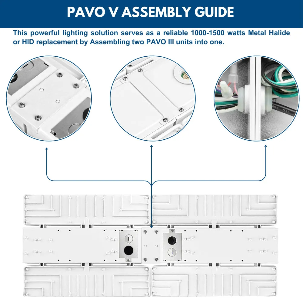 PAVO V LED High Bay Light - 420W/360W/310W Selectable - 63,800lm - 120-277V - 5000K - 1000W Equal