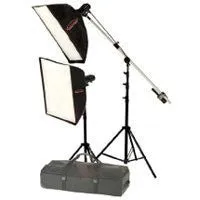 Photogenic StudioMax III AC Portrait Soft Box Kit, with 2 AKC 320 Constant-Color Monolights, 1 12x36" Soft Box, 1 36x36" Softbox, HD Stands & Case with Wheels.