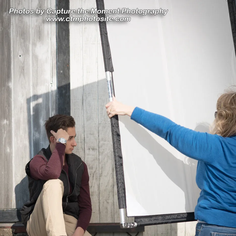 Pro Studio Solutions Sun Scrim - Collapsible Frame Diffusion & Silver/White Reflector Kit with Handle and Carry Bag