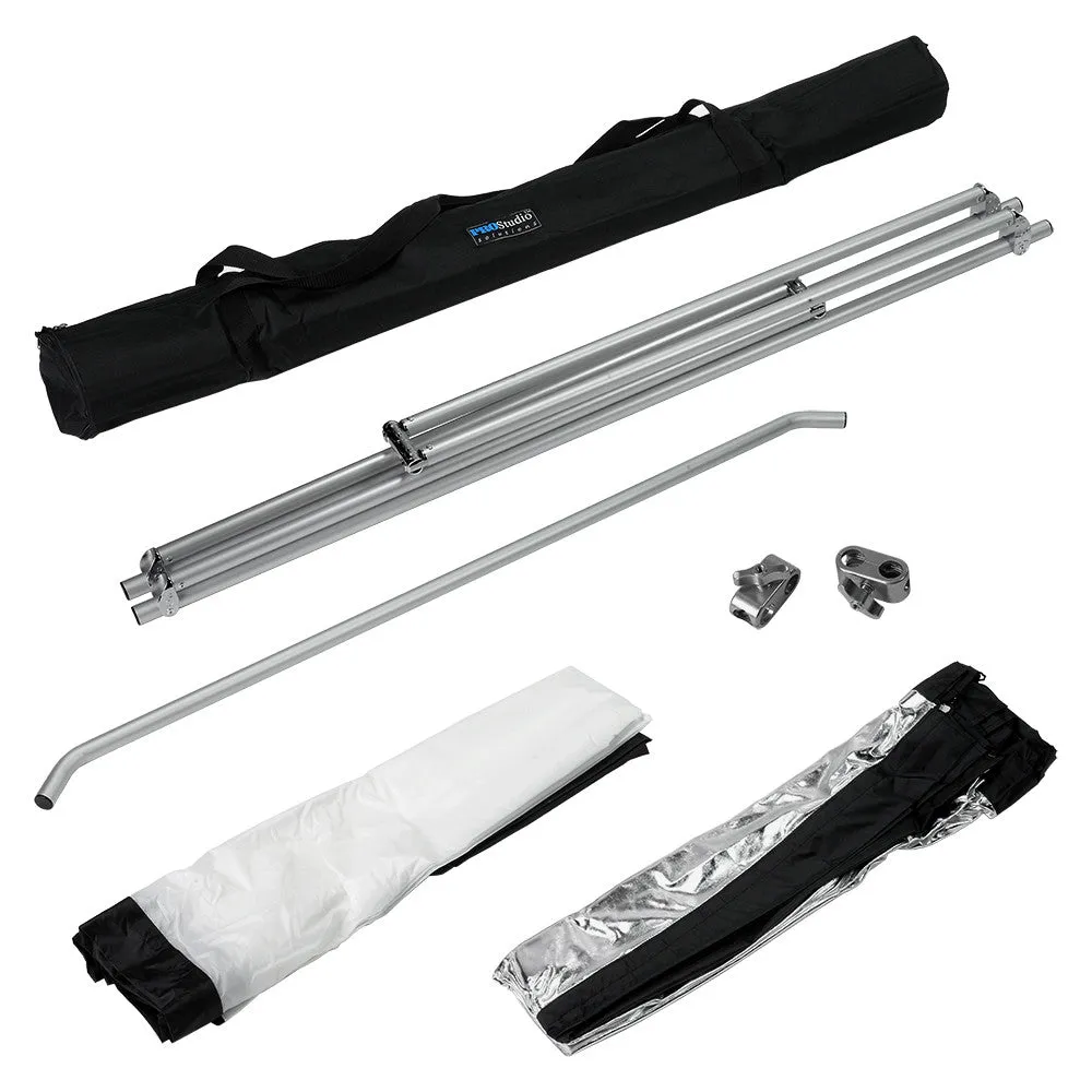 Pro Studio Solutions Sun Scrim - Collapsible Frame Diffusion & Silver/White Reflector Kit with Handle and Carry Bag