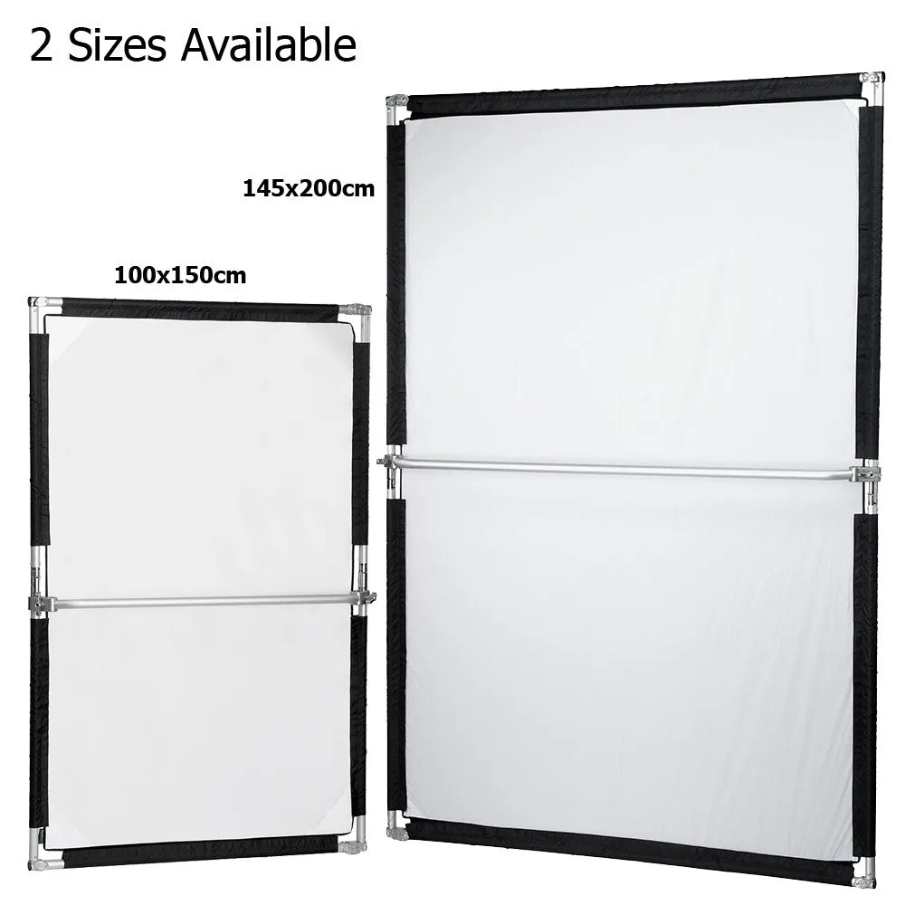 Pro Studio Solutions Sun Scrim - Collapsible Frame Diffusion & Silver/White Reflector Kit with Handle and Carry Bag