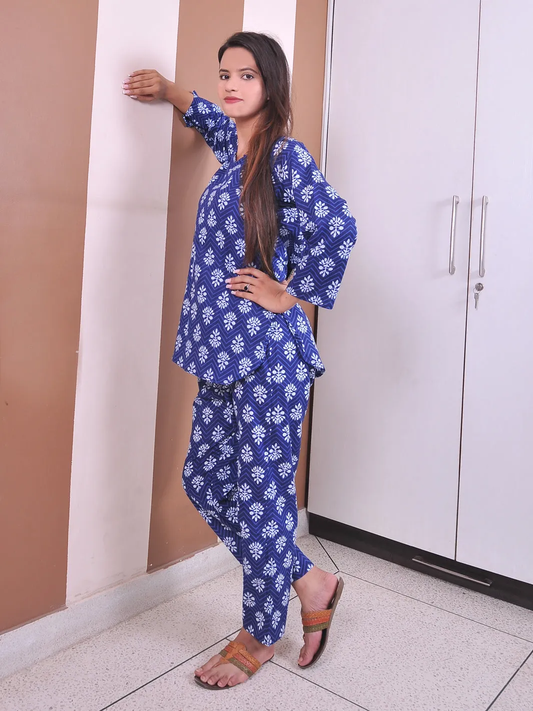 Pure Cotton Blue Indigo Rajasthani Kurta Pant Style