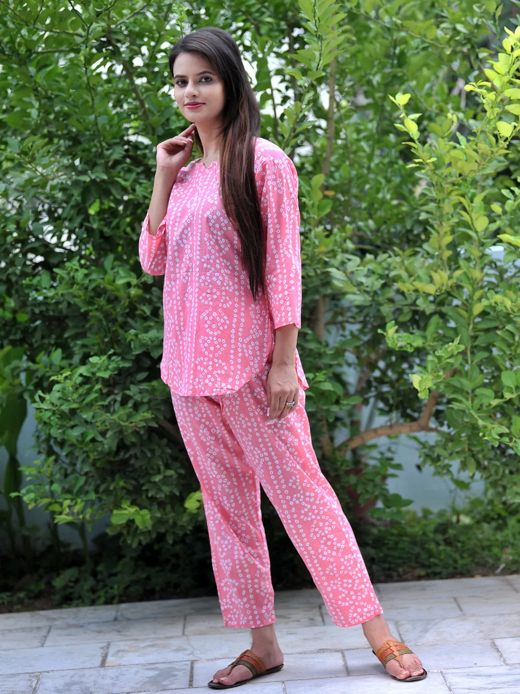 Pure Cotton Hand Block Pink Rajasthani Bandhani