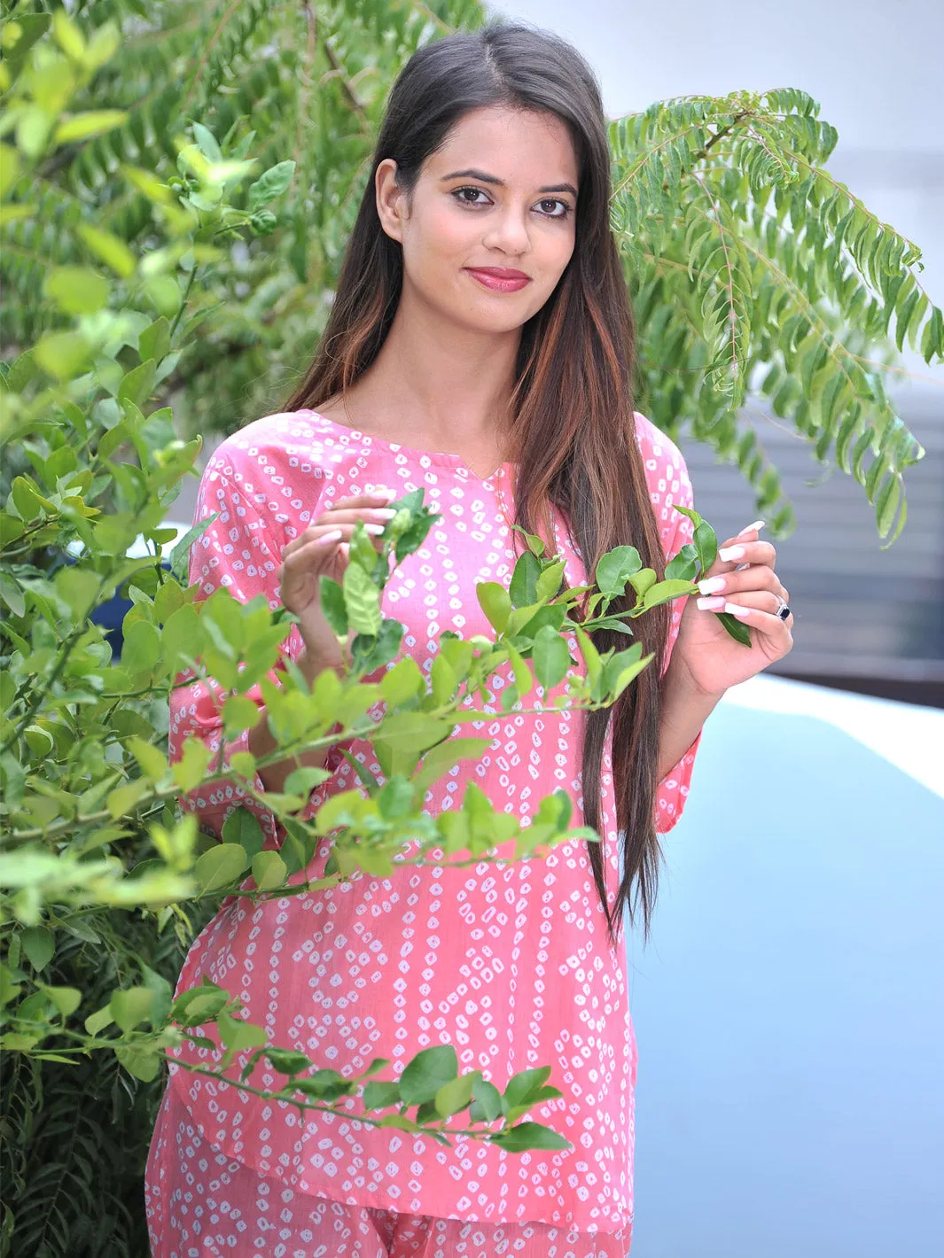 Pure Cotton Hand Block Pink Rajasthani Bandhani