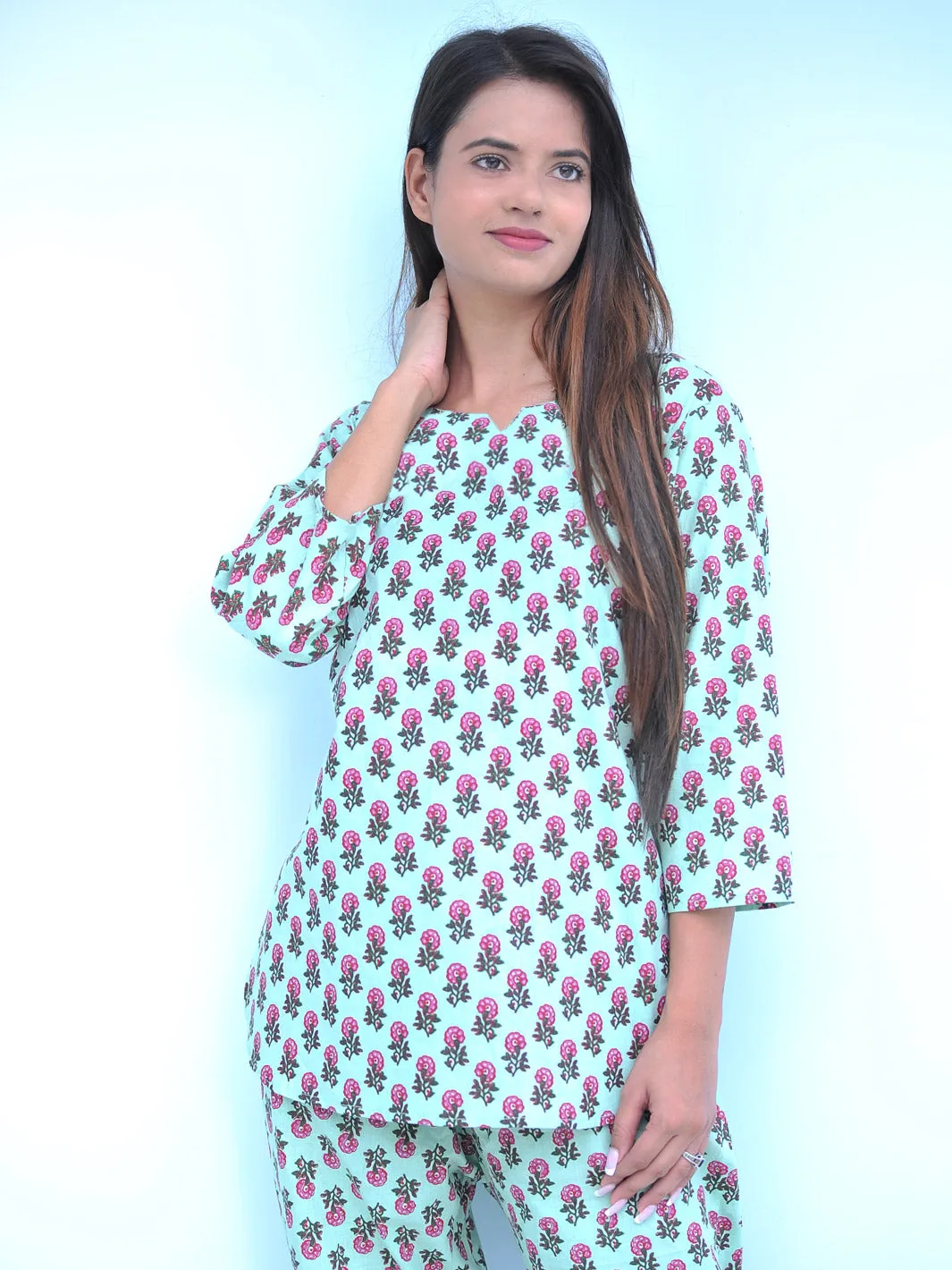 Pure Cotton Pista Green Rajasthani Buta