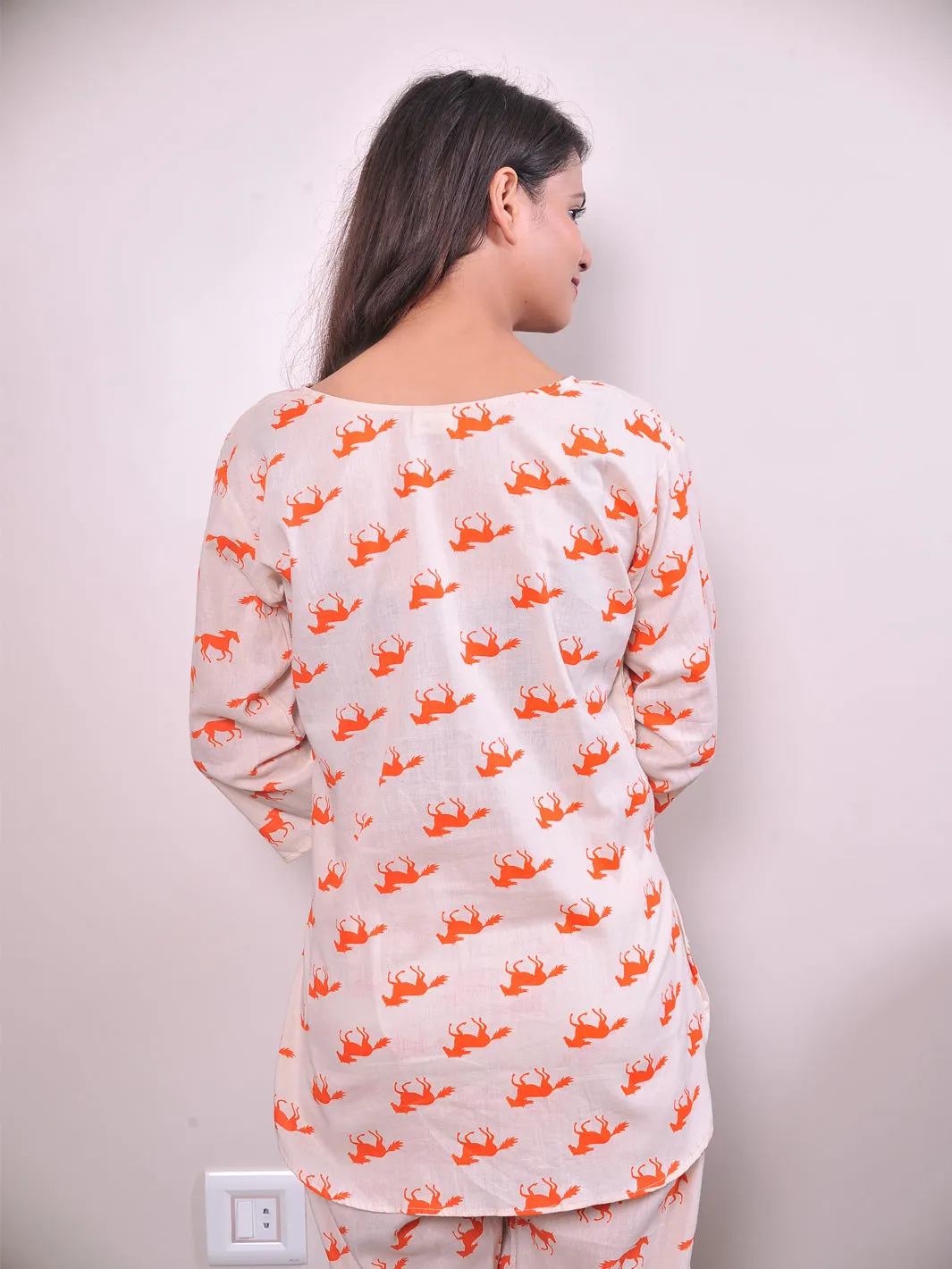 Pure Cotton Unicorn Print Kurta Pajama Style