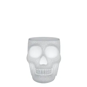Qeeboo Mexico stool and sidetable in the shape of a skull outdoor LED