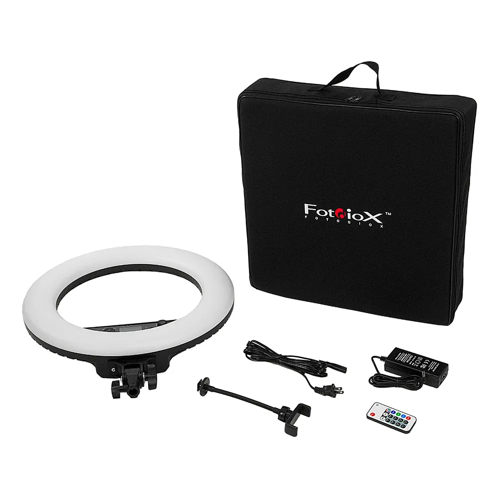 Selfie Starlite Prizmo Edition Gift Pack - 18in RGB Dimmable LED Ring Light  with Collapsible Portable Chromakey Blue/Green Muslin Background