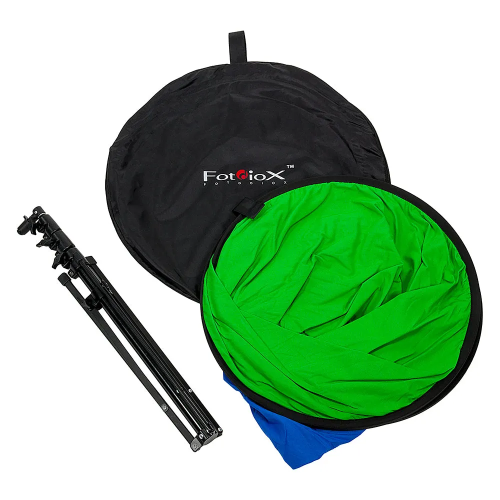 Selfie Starlite Prizmo Edition Gift Pack - 18in RGB Dimmable LED Ring Light  with Collapsible Portable Chromakey Blue/Green Muslin Background