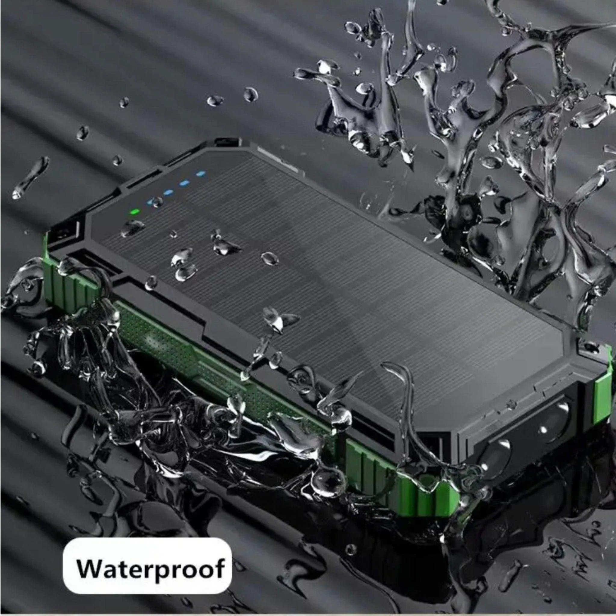 TUTT 30000mAh Portable Rugged Solar-Dual Mode Charging Waterproof Outdoor Power Bank | External Battery 4 Built-In USB Cables | Fast Wireless Charging | 7 Output With Flashlight SOS