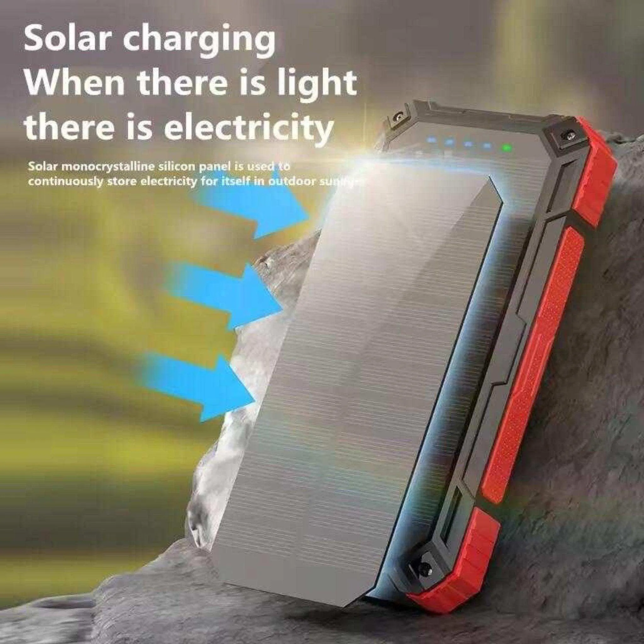 TUTT 30000mAh Portable Rugged Solar-Dual Mode Charging Waterproof Outdoor Power Bank | External Battery 4 Built-In USB Cables | Fast Wireless Charging | 7 Output With Flashlight SOS